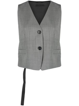 Helmut Lang herringbone cut-out vest - Black