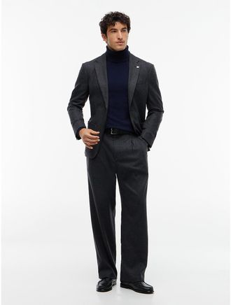 Tommy Hilfiger Mens New York Label Wool-Blend Flannel Relaxed Pant - Dark Grey - 50
