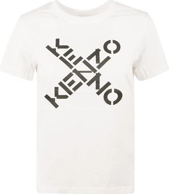 Kenzo T-shirt met ronde hals en logo-opdruk - Dames - T-shirts - Wit - XS - Katoen - Tops