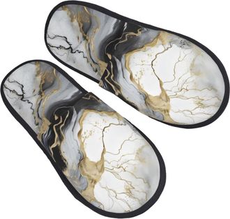 Generic Gray Abstract Marble Marble Texture Men Women Slippers Fluffy House Shoes Slip On Shoes For Indoor Outdoor Winter L