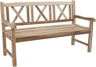 Sunnydaze 2-Person Teak Outdoor Patio Garden Bench With Cross-Back