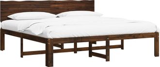 vidaXL Cama Doble Con Cabecero Rostock Marr&oacute;n Oscuro 180 X 200 Cm Vidaxl