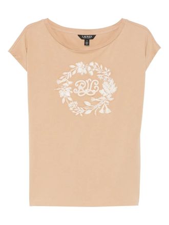 Lauren Ralph Lauren floral-embroidered top - women - Cotton - L - Neutrals