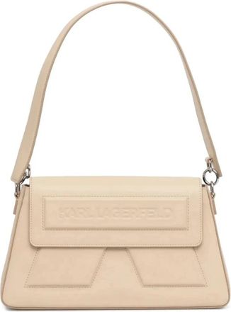 Karl Lagerfeld Shoulder Ikon Relief Logo - Dames - Schoudertassen - Beige - ONE Size - Tassen