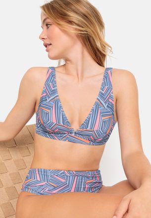 Lascana Triangel-Bikini-Top LSCN BY LASCANA Lisa, Damen, Gr. 36, Cup F, blau (blau bedruckt), Recycling-Polyamid, bedruckt, Bikini-Oberteile Triangel-Bikini-T