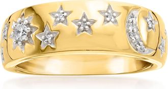 Ross-Simons Diamond Moon and Star Ring in 18kt Gold Over Sterling