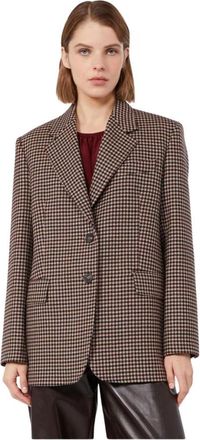 Max Mara Blazer de Mezcla de Lana Espiga - Jackets - Mujer - Azul - XS