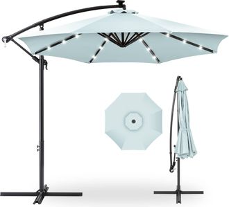 Best Choice Products 10ft Solar LED Offset Hanging Outdoor Market Patio Umbrella w/ Adjustable Tilt