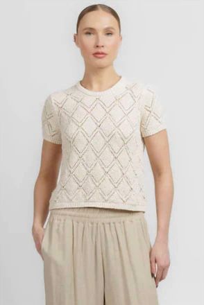 White + Warren Cotton Pointelle Top In Ivory