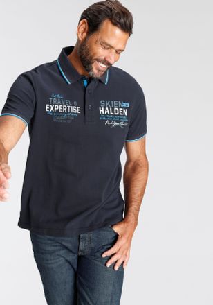 Man's World Poloshirt MANS WORLD, Herren, Gr. 4XL (68/70), grau (anthrazit), Single Jersey, Obermaterial: 100% Baumwolle, bedruckt, normal, Rippb&uuml;ndchen, Shirts P