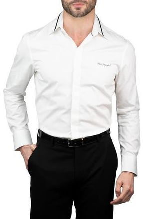 Karl Lagerfeld Trim Fit Cotton Dress Shirt in White at Nordstrom Rack, Size 15.5