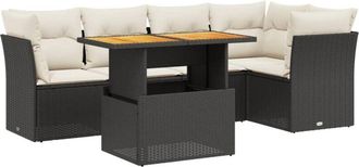 vidaXL Vidaxl - Set De Muebles De Jard&iacute;n 5 Pzas Y Cojines Rat&aacute;n Sint&eacute;tico Negro
