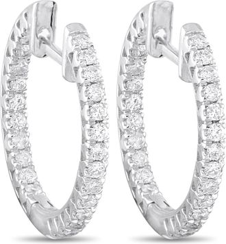Luxury Bazaar 14K White Gold 0.66ct Diamond Inside-Out Hoop Earrings AER-4782-SP