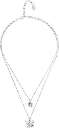 UNOde50 Double Butterfly & Pearl Necklace in Silver-Tone at Nordstrom