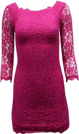 Diane Von Fürstenberg Diane Von Furstenberg Zarita Lace Sheath Dress in Pink Rayon