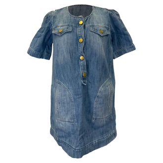 Isabel Marant Etoile Oriane Mini Dress in Blue Cotton Denim
