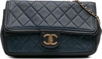 Chanel Pre-owned Womens Quilted Shoulder Bag - Dark Blue Leather - One Size