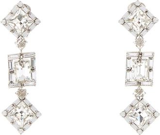 Alessandra Rich Crystal Square Earrings with Pendant - Dames - Oorbellen - Grijs - ONE Size - Accessoires
