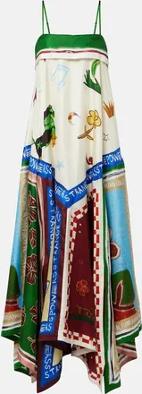Alemais Al&eacute;mais x MLAK Tangible Love printed silk midi dress
