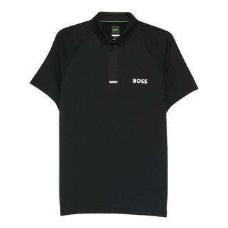 HUGO BOSS Tops, Heren, Zwart, S, Polyester, Poloshirt van polyester