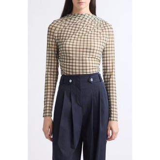 Veronica Beard Nuvina Check Ruched Top in Loden Multi at Nordstrom, Size X-Large
