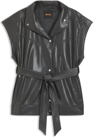 BOSS Faux-leather gilet with belt