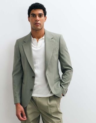 Asos blazer skinny da abito in khaki-Verde