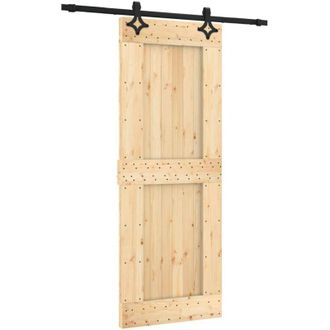 vidaXL Puerta Corredera Con Herrajes Madera Maciza De Pino 80x210 Cm Vidaxl