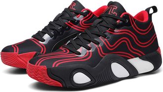 Generic Mens Basketball Shoes are Breathable Anti Slip Wear-Resistant Fashionable Color Blocked Boots Walking Shoes(Red,5.5 UK)