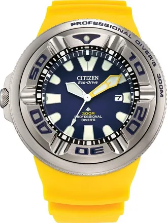 Citizen Promaster Dive Ecozilla Polyurethane Strap Watch, 48mm in Navy/yellow at Nordstrom