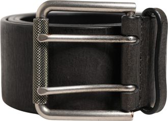 Dolce & Gabbana Men Black Classic Leather Metal Buckle Belt Calf