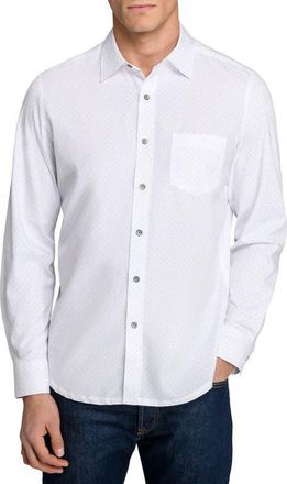 W.R.K Slim Fit Abstract Floral Dot Reworked Button-Up Shirt in White at Nordstrom, Size Xx-Large