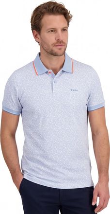 N-Z-A- NEW ZEALAND AUCKLAND Poloshirt New Zealand lichtblauw blaadjesprint katoen