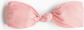 H&M Padded Bandeau Bikini Top in Pink/light Beige Striped at Nordstrom, Size Medium