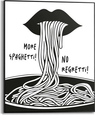Reinders Poster »More Spaghetti« Küche - Schwarz-Weiss - MDF - Essen und Trinken - 40x50 cm
