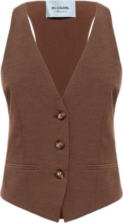 Blugirl Fitted Floral Embroidered Linen Satin Gilet