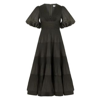 Zimmermann Midi Dresses, female, Black, Size: S Long Puff-Sleeve Dress