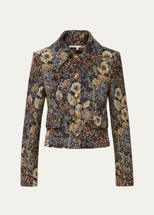 Veronica Beard Mabel Floral Tapestry Brocade Cropped Jacket