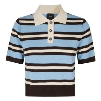 Pinko Pinko - Gorgona Poloshirt - Dames - Tops - Blauw - Maat: M Wol