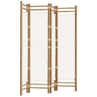 vidaXL Biombo Plegable De 4 Paneles Bamb&uacute; Y Lona 160 Cm Vidaxl