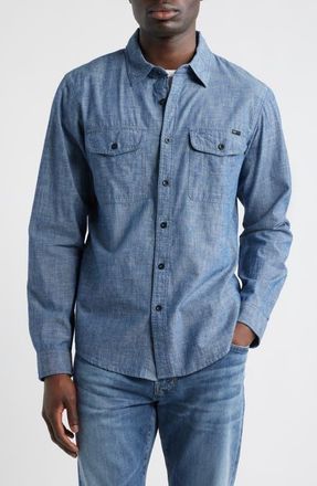 AG - Adriano Goldschmied Miller Cotton Chambray Button-Up Shirt in Channel Sky at Nordstrom, Size Xx-Large