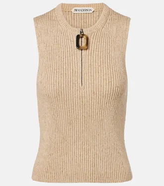J.W.Anderson Ribbed-knit cotton-blend tank top