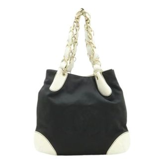 Chanel Pre-owned Shoulder Bags, female, Black, Size: ONE SIZE Pre-owned Vintage Canvas Shoulder Bag