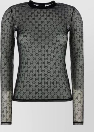 Gucci mesh crew neck top fitted silhouette long sleeves