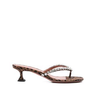 Amina Muaddi Heeled Mules, female, Brown, 4 UK, Gigi Thong 45