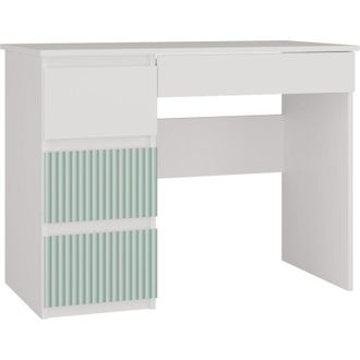 Topeshop MESO - Scrivania in stile moderno/camera dei bambini - 98x51x76 cm - 4 cassetti a sinistra - Bianco e verde