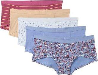 Pact Everyday Boy Short 5-Pack Womens Underwear Blue Gables : SM, Cotton/Elastane