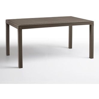 OEM Mesa De Exterior Giove, Mesa De Jard&iacute;n Rectangular, Mesa De Jard&iacute;n Multiusos Efecto Rat&aacute;n, 100% Made In Italy, Cm 150x90h74, Marr&oacute;n