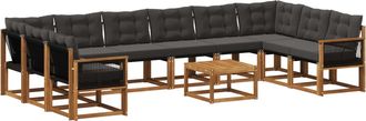 vidaXL Conjunto De Sof&aacute;s De Exterior 11 Uds. Natural Y Negro Vidaxl