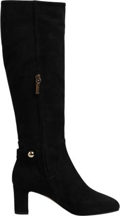 Dolce & Gabbana Zwarte Su&egrave;de Kniehoge Ritslaarzen - Dames - Laarzen met Hak - Zwart - 35 1/2 EU - Su&egrave;de - Schoenen